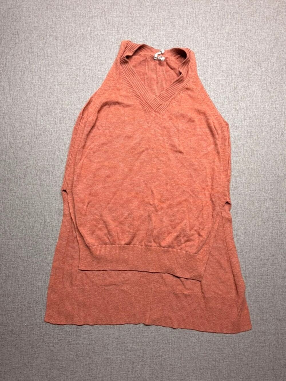 Anthropologie Terracotta Orange V-Neck High Low Layering Sweater Vest Top XS
